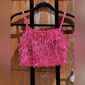 Pink Shag Crop Top Size Small